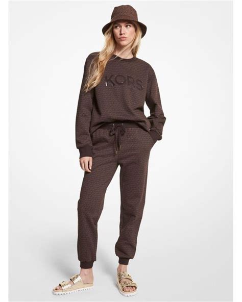 michael kors logo print cotton terry joggers|Michael Kors.